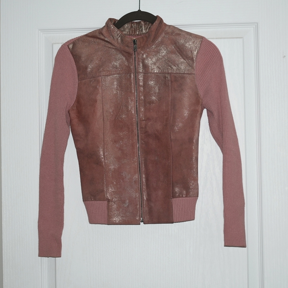 Like, Love genuine leather pink jacket